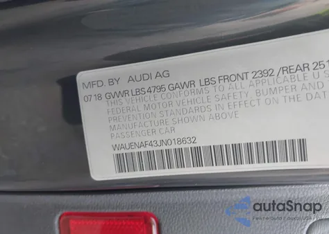 2018 Audi A4 2.0T Premium/2.0T Tech Premium from USA, damaged, VIN WAUENAF43JN018632